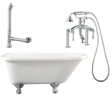 Signature Hardware 442820 White Brushed Nickel Emeigh 55 Free Standing Acrylic Soaking Tub With Integrated Drain And Overflow Faucet Com