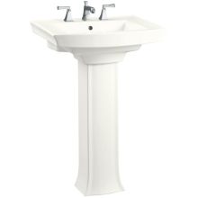 Signature Hardware 424214 White Kerr 22 Vitreous China Pedestal Bathroom Sink With Single Faucet Hole And Overflow Faucet Com