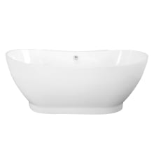 Classic Contemporary 70" Free Standing Acrylic Soaking Tub with Center Drain, Drain Assembly, and Overflow