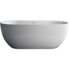 Bevier 66-7/8" Free Standing Acrylic Soaking Tub with Center Drain, Drain Assembly, and Overflow