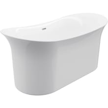 Cyclone 66" Free Standing Acrylic Soaking Tub with Center Drain, Drain Assembly, and Overflow