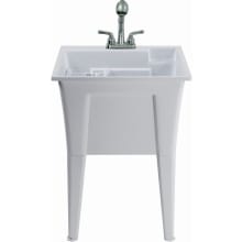24-1/4" Free Standing Single Basin Polypropylene Laundry Sink with Faucet and Basin Rack