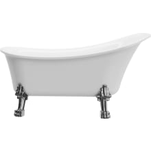 Dora 59" Clawfoot Acrylic Soaking Tub with Reversible Drain, Drain Assembly, and Overflow - Includes Floor Mounted Tub Filler with Hand Shower