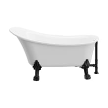 Dorya 59" Clawfoot Acrylic and Fiberglass Soaking Tub with Front Drain, Drain Assembly and Overflow - Includes Hand Shower