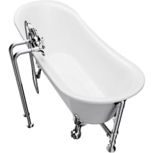 Dorya 70" Clawfoot Acrylic and Fiberglass Soaking Tub with Front Drain, Drain Assembly and Overflow - Includes Hand Shower