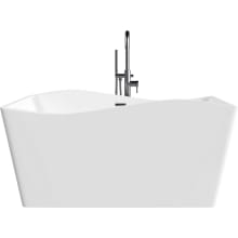 Ellis 59-1/4" Free Standing Acrylic Soaking Tub with Center Drain, Drain Assembly, and Overflow