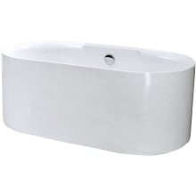 Jules 59" Free Standing Acrylic Soaking Tub with Center Drain, Drain Assembly, and Overflow