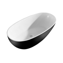 67" Free Standing Acrylic Soaking Tub with Center Drain, Drain Assembly, and Overflow