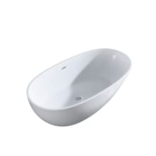 67" Free Standing Acrylic Soaking Tub with Center Drain, Drain Assembly, and Overflow