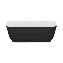 Mina 59" Free Standing Acrylic and Fiberglass Soaking Tub with Center Drain and Overflow