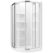 Modern 75" High x 36" Wide x 36" Deep Curved Sliding Framed Shower Enclosure with Clear Glass and Walls