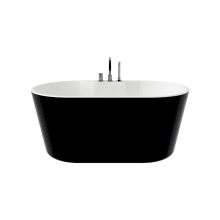 Classic Contemporary 60" Free Standing Acrylic Soaking Tub with Center Drain, Drain Assembly, and Overflow
