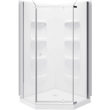 Nevada 74" High x 37-1/2" Wide x 37-1/2" Deep Hinged Frameless Shower Enclosure with Clear Glass