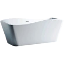 Omaha 67" Free Standing Acrylic Soaking Tub with Center Drain, Drain Assembly, and Overflow