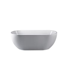 Philip 59" Free Standing Acrylic and Fiberglass Soaking Tub with Center Drain