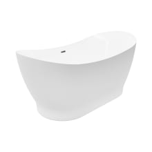 66" Free Standing Acrylic Soaking Tub with Center Drain, Drain Assembly, and Overflow