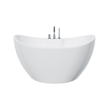 56" Free Standing Acrylic Soaking Tub with Center Drain, Drain Assembly, and Overflow