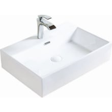 Xander 23-5/8" Rectangular Ceramic Vessel Bathroom Sink with Overflow and Single Faucet Hole