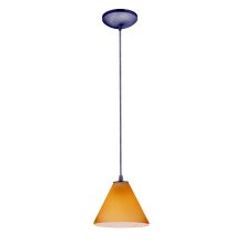 Martini 1 Light LED Pendant - 7" Wide with Amber Glass Shade