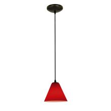 Martini 1 Light LED Pendant - 7" Wide with Red Glass Shade