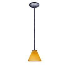 Martini 1 Light LED Pendant - 7" Wide with Amber Glass Shade