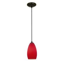 Champagne 1 Light LED Pendant - 5" Wide with Red Glass Shade