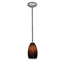 Champagne 1 Light LED Pendant - 5" Wide with Brown Slate Glass Shade