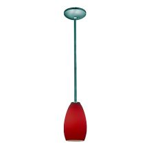 Champagne 1 Light LED Pendant - 5" Wide with Red Glass Shade