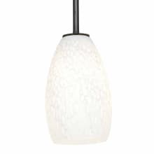 Champagne 1 Light LED Pendant - 5" Wide with White Stone Glass Shade