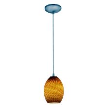 Brandy FireBird 1 Light LED Pendant - 6" Wide with Amber Glass Shade