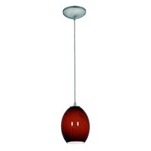 Brandy FireBird 1 Light LED Pendant - 6" Wide with Red Sky Glass Shade