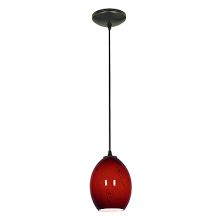 Brandy FireBird 1 Light LED Pendant - 6" Wide with Red Sky Glass Shade