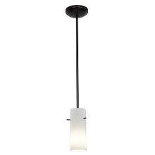 Cylinder 1 Light LED Pendant - 4" Wide with Opal Shade