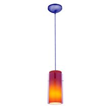 Glass n Glass Cylinder 1 Light LED Pendant - 5" Wide with Clear and Amber Glass Shade