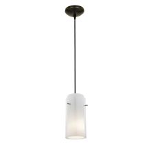 Glass n Glass Cylinder 1 Light LED Pendant - 5" Wide with Clear and Opal Glass Shade