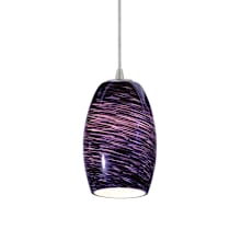 Chianti 1 Light LED Pendant - 5" Wide with Purple Swirl Glass Shade