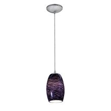 Chianti 1 Light LED Pendant - 5" Wide with Purple Swirl Glass Shade