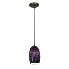 Chianti 1 Light LED Pendant - 5" Wide with Purple Swirl Glass Shade