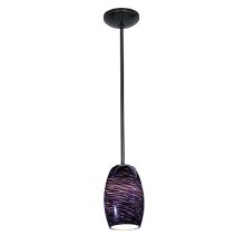 Chianti 1 Light LED Pendant - 5" Wide with Purple Swirl Glass Shade
