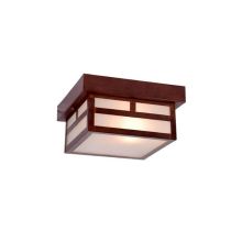 Artisan 1 Light Outdoor Flush Mount Ceiling Fixture with Frosted Glass Shade