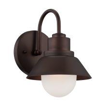 Fripp 1 Light Outdoor Lantern Wall Sconce with Frosted Glass Shade
