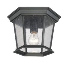 Dover 1 Light Outdoor Flush Mount Ceiling Fixture with Seedy Glass Shade