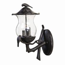 Avian 3 Light Outdoor Lantern Wall Sconce with Seedy Glass Shade