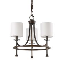 Kara 3 Light 18" Wide Single Tier Chandelier with White Fabric Shades and Crystal Accents