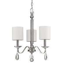 Lily 3 Light 16" Wide Single Tier Chandelier with White Fabric Shades and Crystal Accents