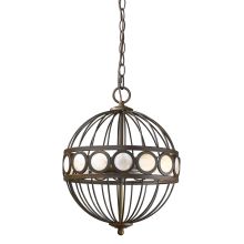 Aria 3 Light 12" Wide Cage Style Pendant with Mother Of Pearl Discs