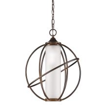 Loft Single Light 15" Wide Cage Style Pendant with White Glass Shade