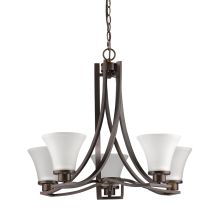 Mia 5 Light 26" Wide Single Tier Chandelier with Frosted Glass Shades