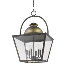Savannah 6 Light 18" Wide Pendant with Clear Glass Shade and Raw Brass Accents