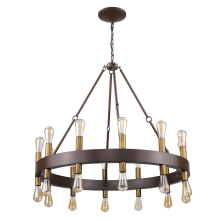 Cumberland 24 Light 42" Wide Ring Chandelier with Raw Brass Sockets